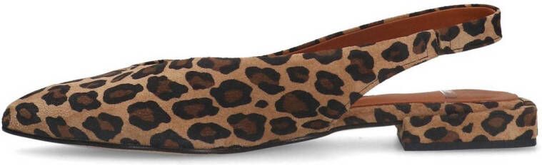 Manfield suède slingback loafers zwart camel