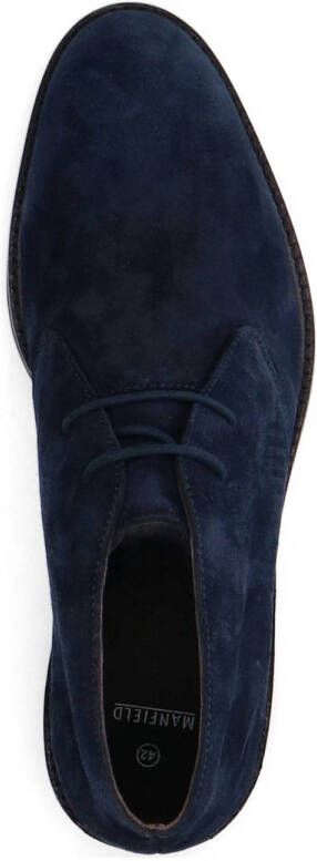 Manfield suède veterboots donkerblauw