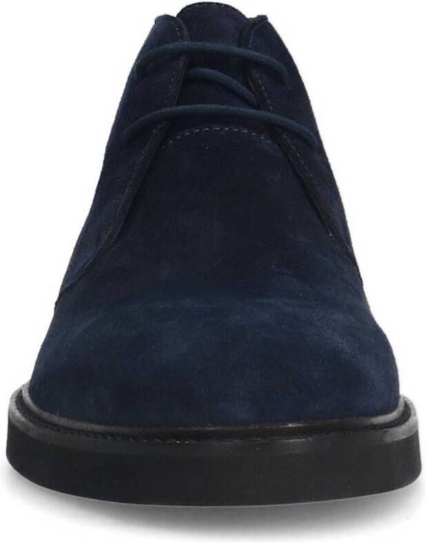 Manfield suède veterboots donkerblauw