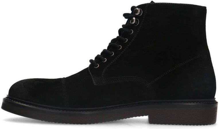 Manfield suède veterboots zwart