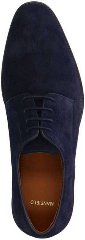 Manfield suède veterschoenen donkerblauw