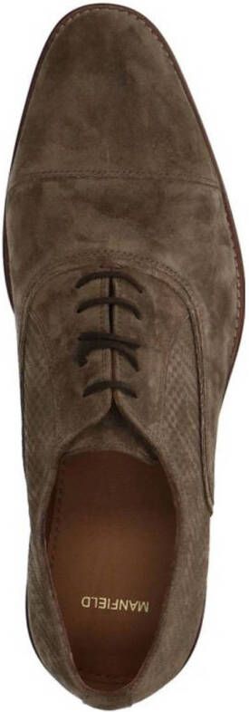 Manfield suède veterschoenen taupe