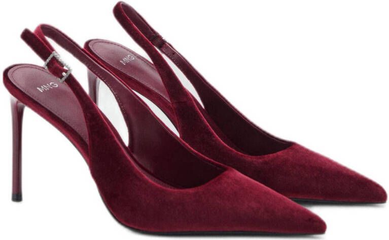 Mango fluwelen slingback pumps donkerrood