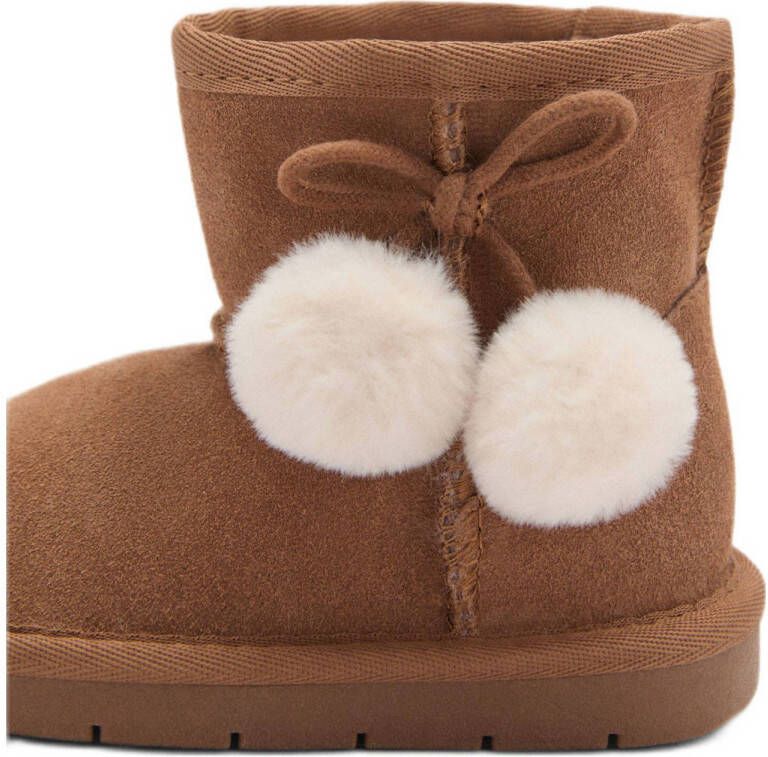 Mango Kids gevoerde suède enkelboots camel