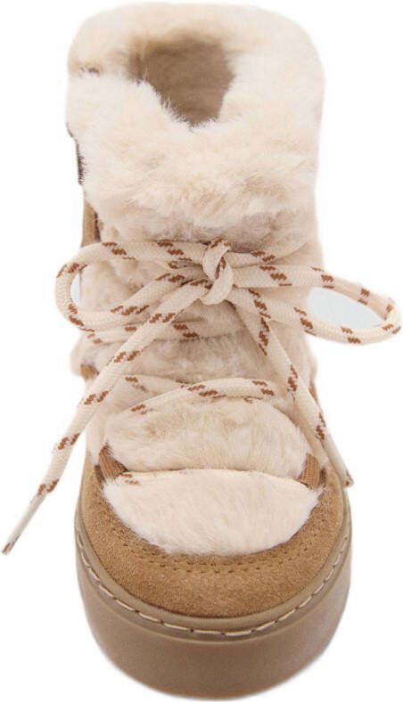 Mango Kids gevoerde suède enkelboots camel