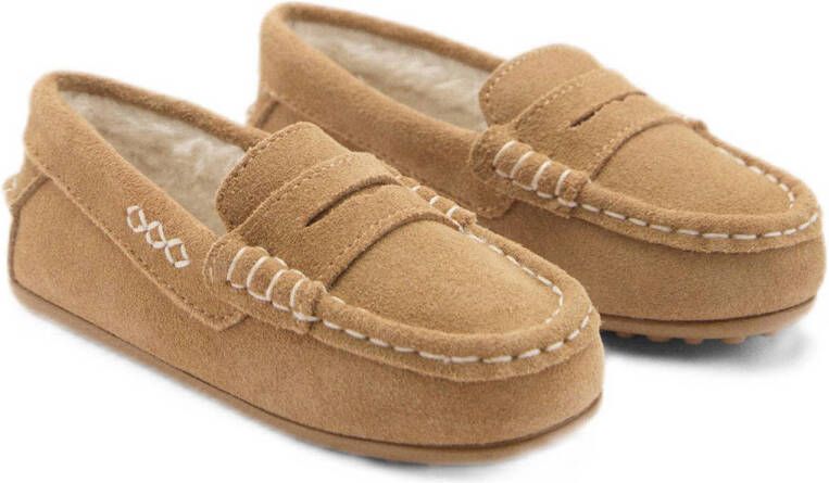 Mango Kids gevoerde suède mocassins camel