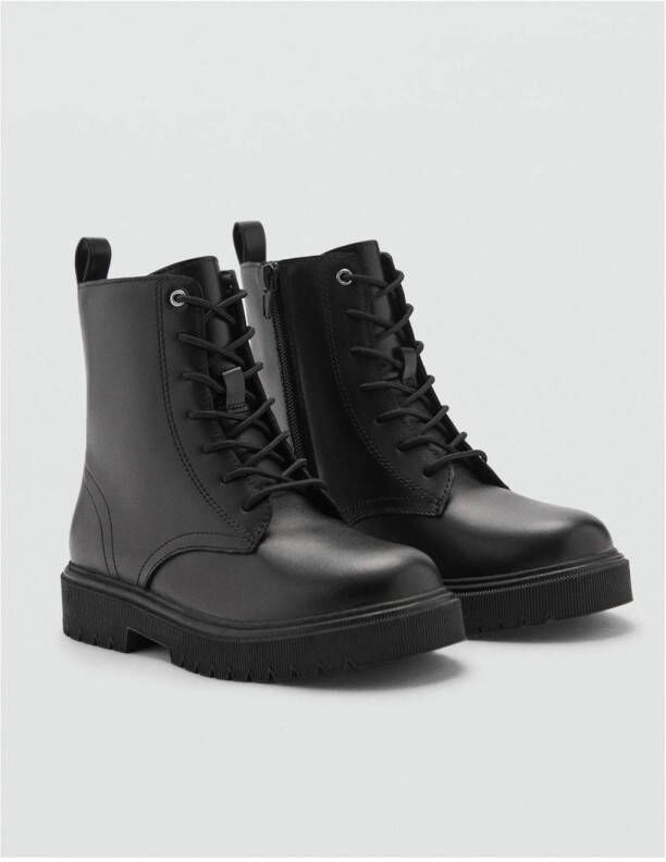 Mango Kids leren veterboots zwart