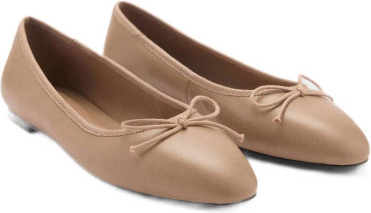 Mango leren ballerina's beige