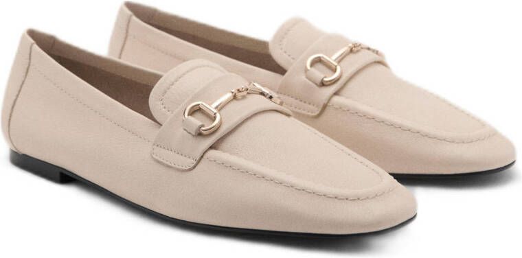 Mango leren loafers beige