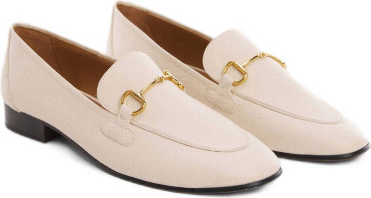 Mango leren loafers ecru