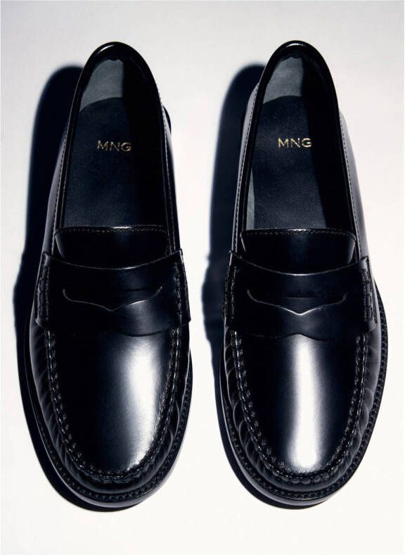 Mango leren loafers zwart