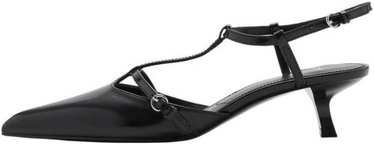 Mango leren pumps zwart