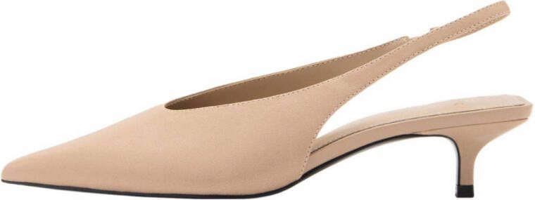 Mango leren slingback pumps beige