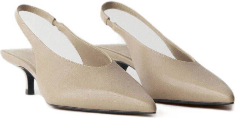 Mango leren slingback pumps beige