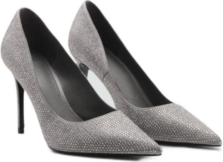 Mango pumps met strass zilver