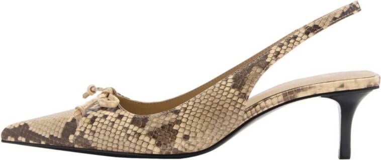 Mango slingback pumps met slangenprint beige