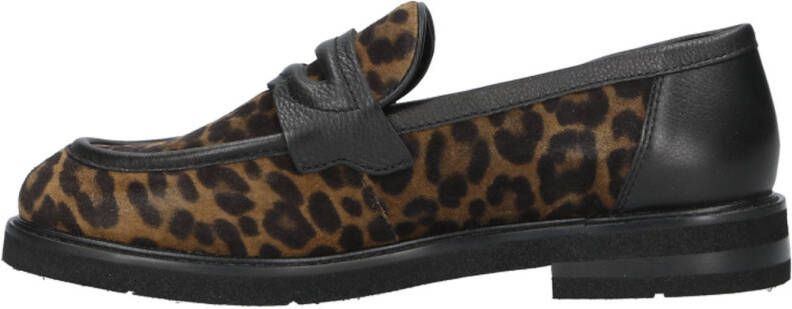 Maripe leren loafers zwart met panterprint