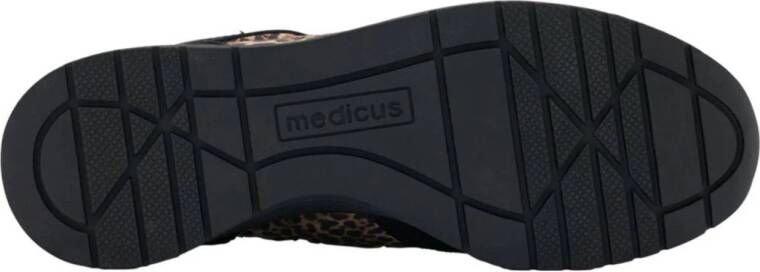 Medicus comfort leren sneakers met panterprint zwart