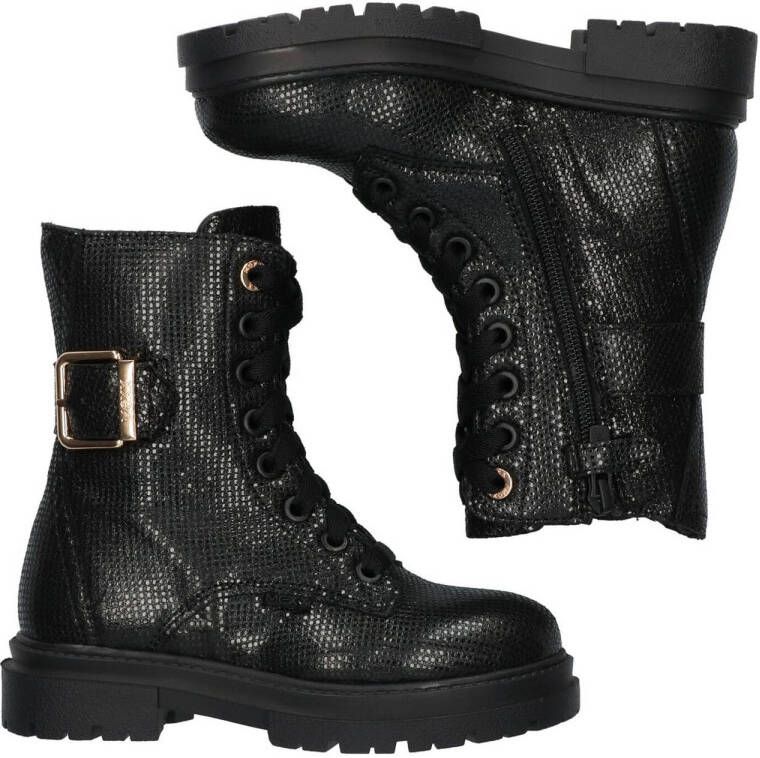 Mexx leren veterboots zwart