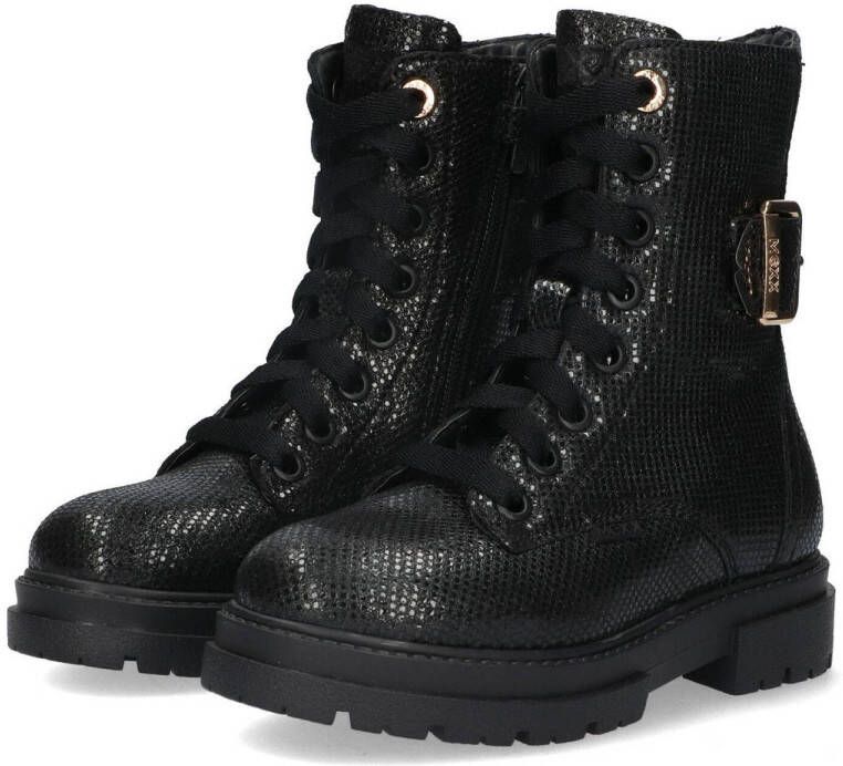 Mexx leren veterboots zwart