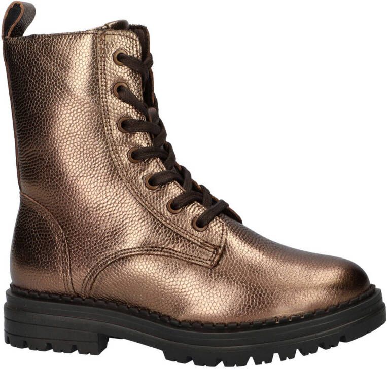 Nelson Kids leren veterboots brons