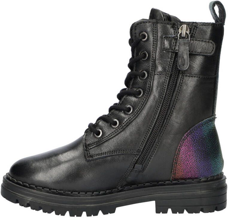 Nelson Kids leren veterboots zwart