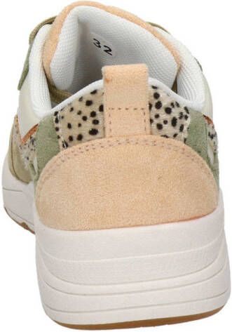 Nelson Kids suède sneakers met dierenprint kaki multi