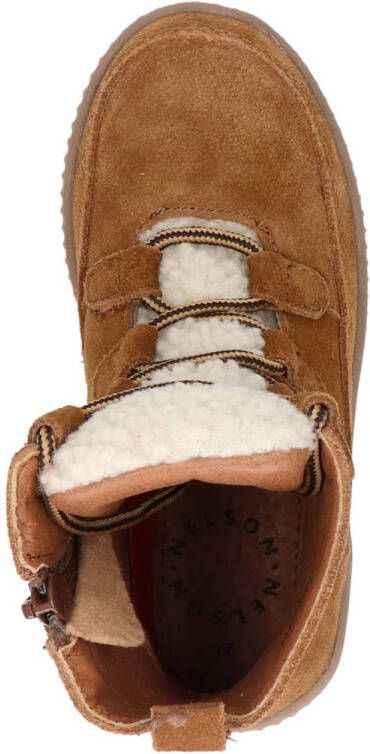 Nelson Kids suède veterboots cognac