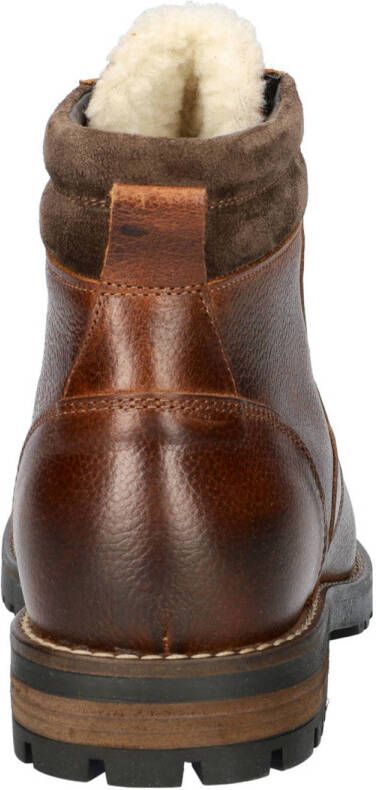 Nelson leren veterboots cognac