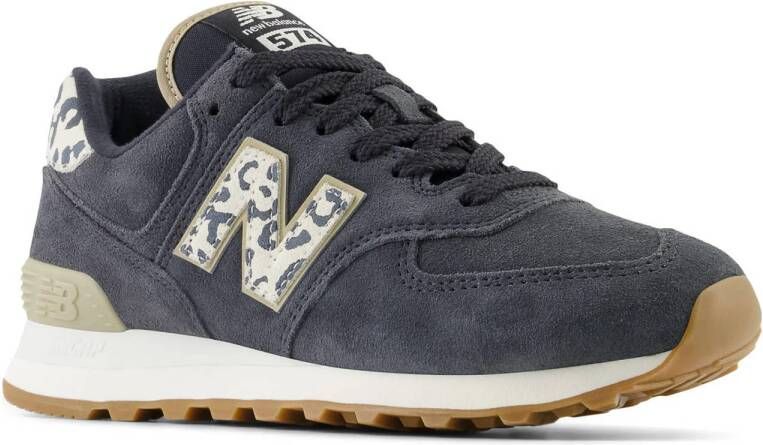 New Balance 574 sneakers antraciet ecru dierenprint