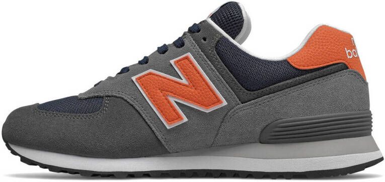 New Balance 574 sneakers grijs donkerblauw oranje