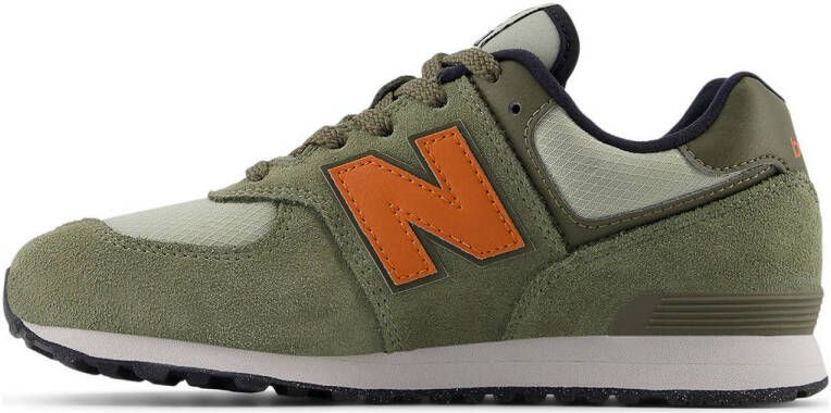 New Balance 574 sneakers kaki oranje