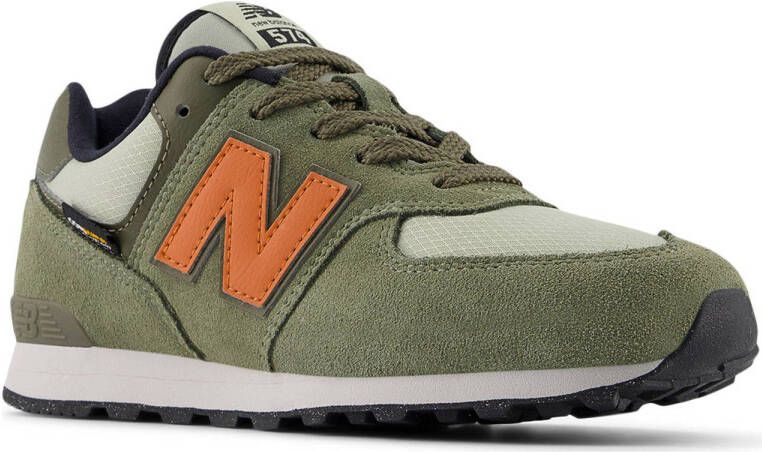 New Balance 574 sneakers kaki oranje