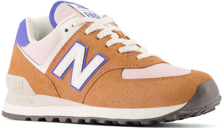 New Balance 574 sneakers okergeel roze paars