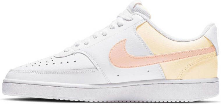 Nike Court Vision Low leren sneakers wit lichtblauw geel roze