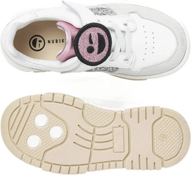 Nubikk Basket Court Jr leren sneakers wit zilver