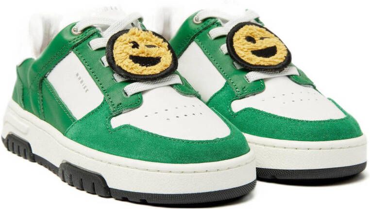 Nubikk Basket Court leren sneakers wit groen