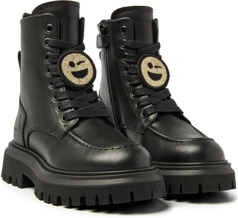 Nubikk Fae Bobbi Jr leren veterboots zwart