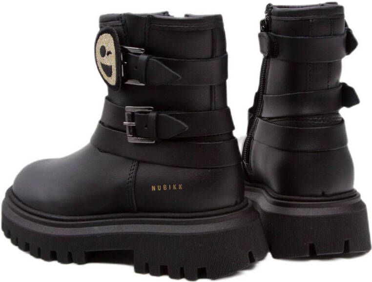 Nubikk Fae Maryn Jr chunky leren enkelboots zwart