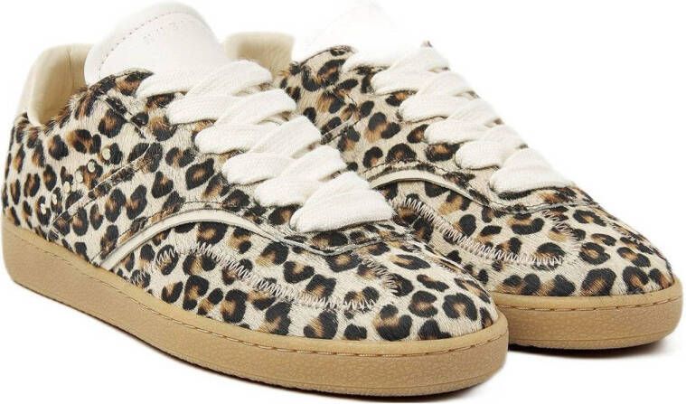 Nubikk leren sneakers met panterprint beige zwart