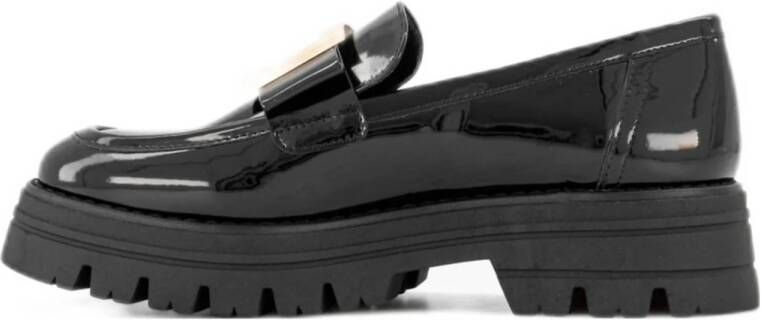 Oxmox chunky lak loafers met gesp zwart