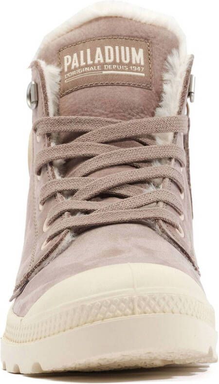 Palladium Pampa Hi Zip Wool leren sneakers taupe