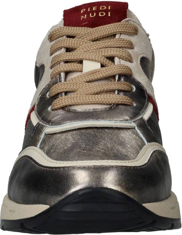 Piedi Nudi Talla 03-05 leren sneakers beige zilver