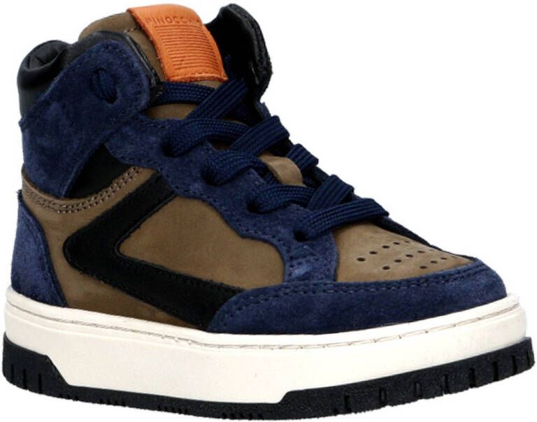 Pinocchio leren sneakers donkerblauw taupe