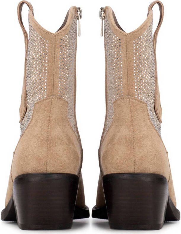 POSH by Poelman Abby beige cowboylaarzen met glitters