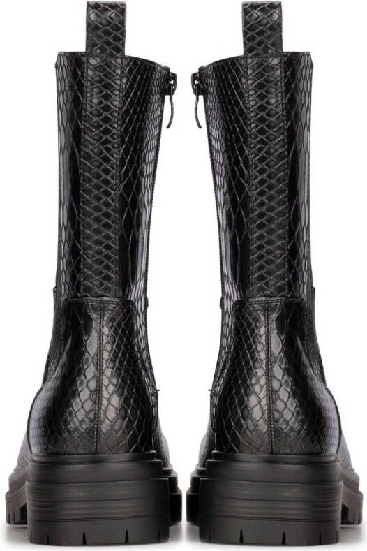 POSH by Poelman Elin enkelboots met crocoprint zwart