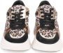 PS Poelman Jana chunky leren sneakers zwart beige panter - Thumbnail 4