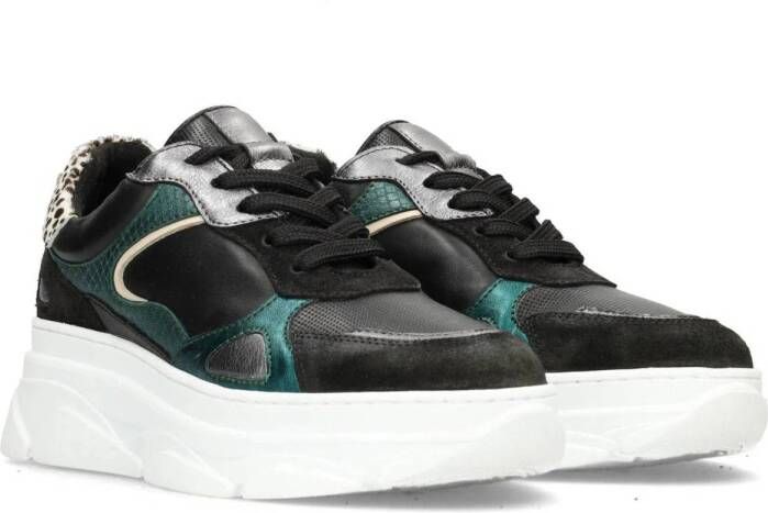 PS Poelman Jana chunky leren sneakers zwart groen