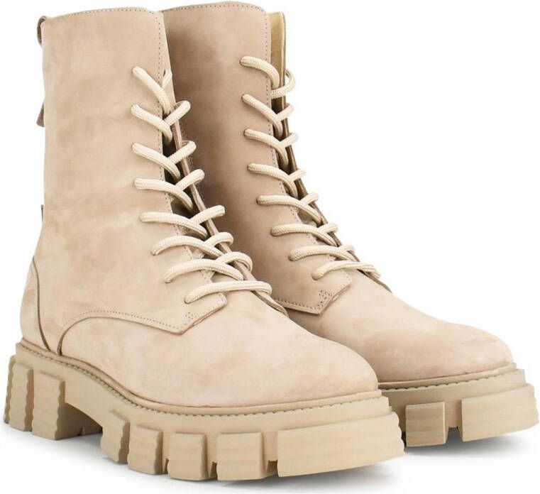 PS Poelman Kim leren veterboots beige