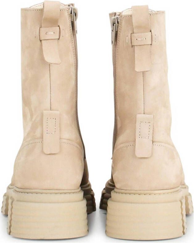 PS Poelman Kim leren veterboots beige